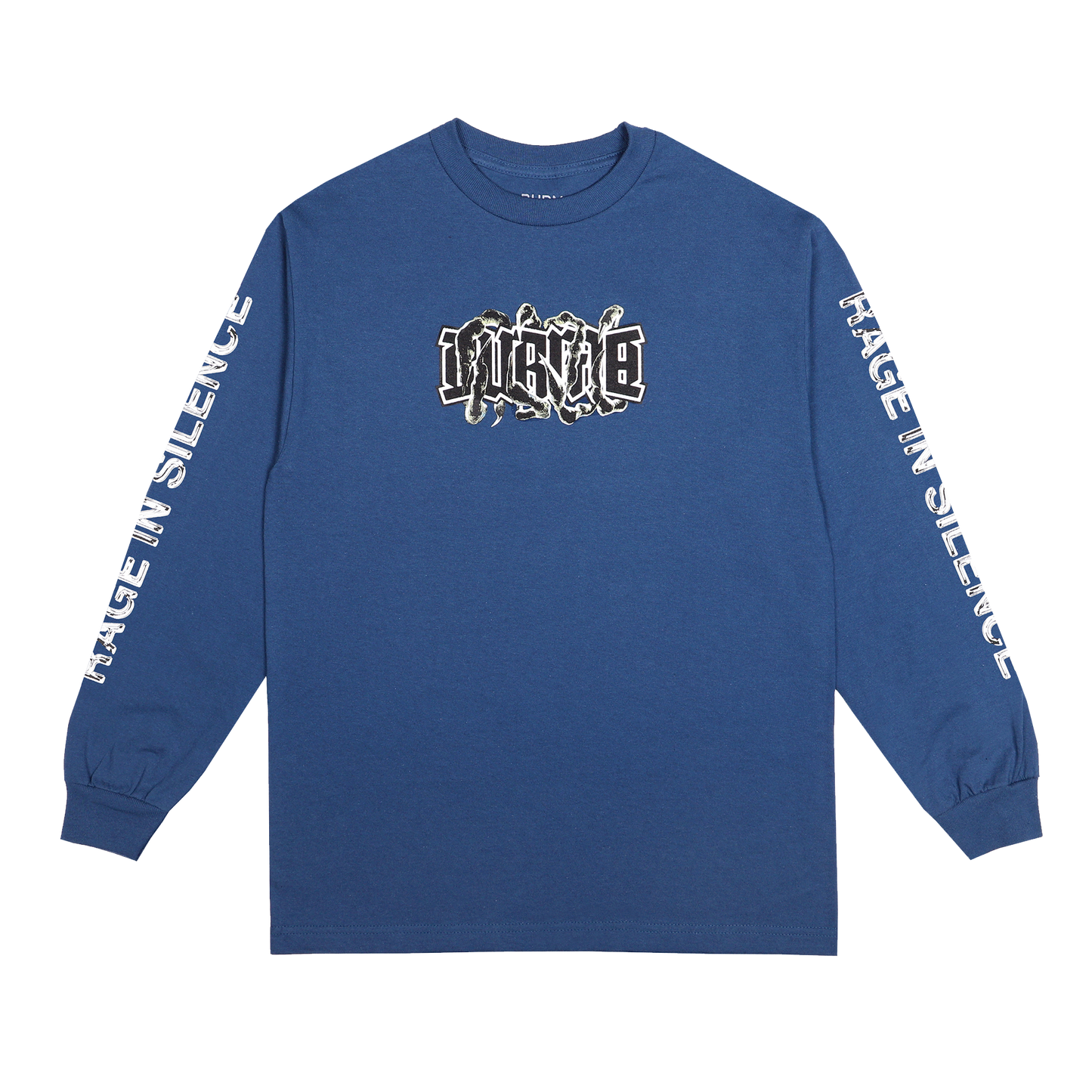 "RAGE IN SILENCE" Long Sleeve T-Shirt (Blue)