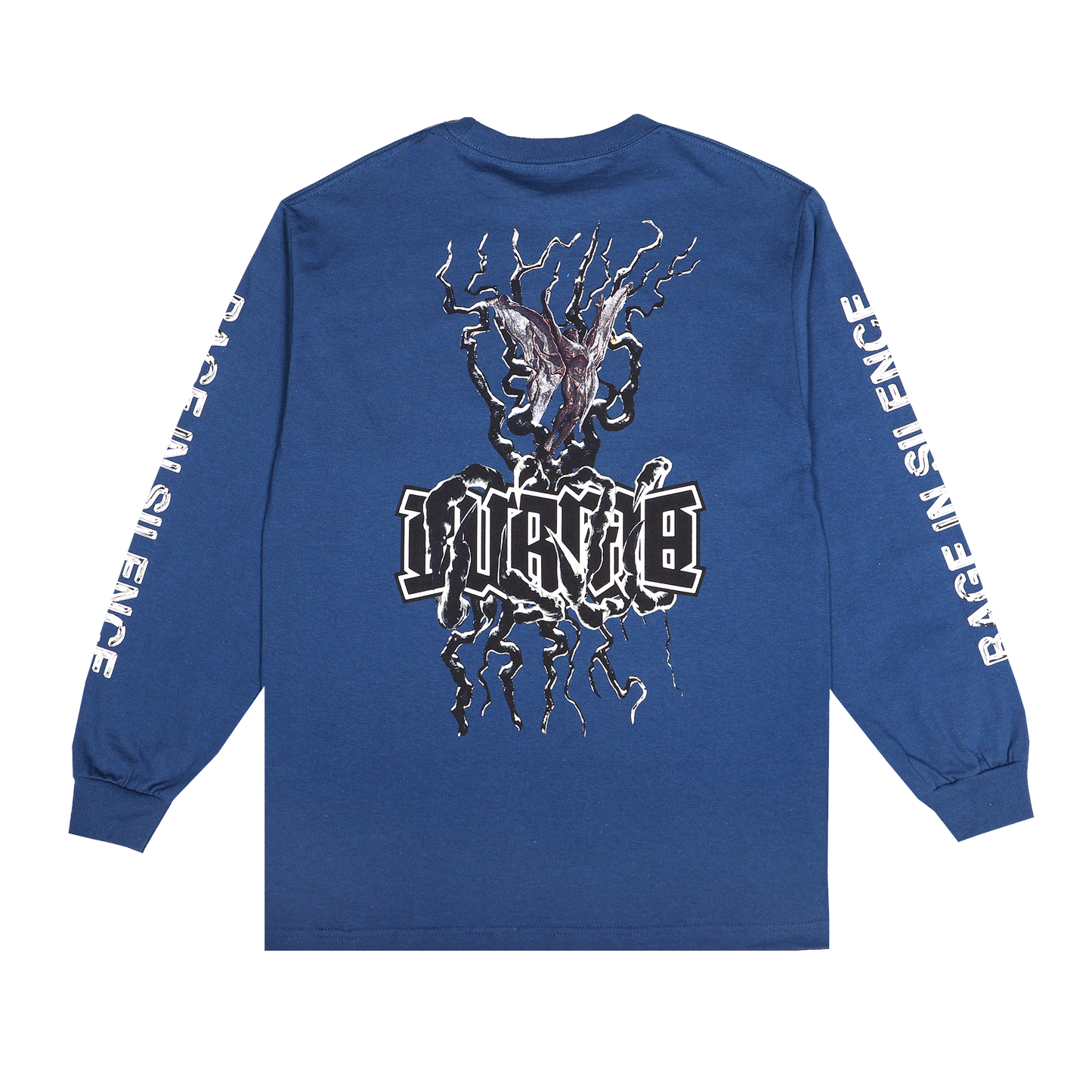 "RAGE IN SILENCE" Long Sleeve T-Shirt (Blue)